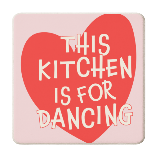 Red Heart This Kitchen is For Dancing - personalised beer coaster by Move Studio