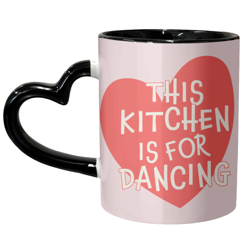 Red Heart This Kitchen is For Dancing - unique mug by Move Studio