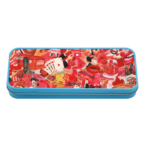 Red Hot Rebellion – Bold Retro Collage Print | Vintage Pop Culture Maximalist - tin pencil case by OhMC! Designs