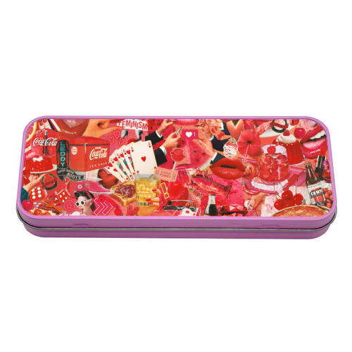 Red Hot Rebellion – Bold Retro Collage Print | Vintage Pop Culture Maximalist - tin pencil case by OhMC! Designs