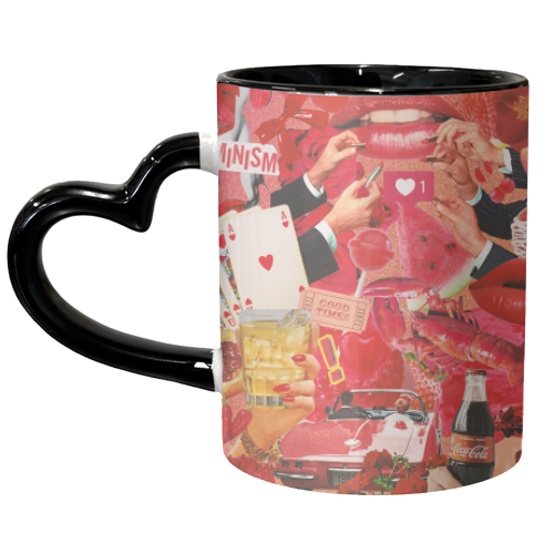 Red Hot Rebellion – Bold Retro Collage Print | Vintage Pop Culture Maximalist - unique mug by OhMC! Designs