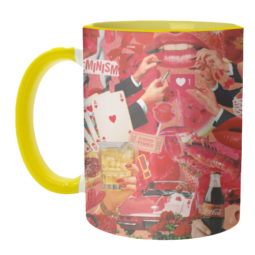 Red Hot Rebellion – Bold Retro Collage Print | Vintage Pop Culture Maximalist - unique mug by OhMC! Designs