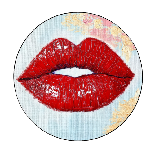 Red lips - Circle Sticker by DejaReve