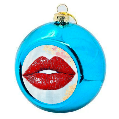 Red lips - colourful christmas bauble by DejaReve