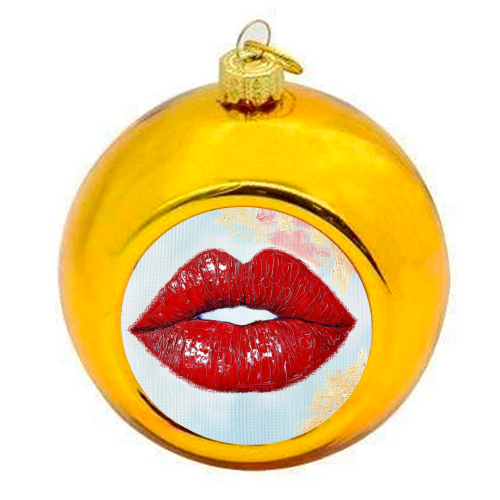 Red lips - colourful christmas bauble by DejaReve