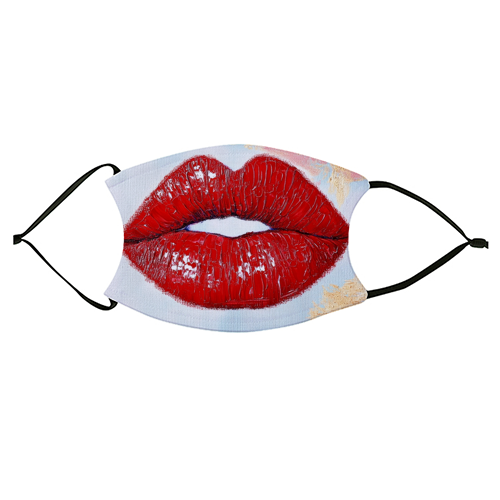 Red lips - face cover mask by DejaReve