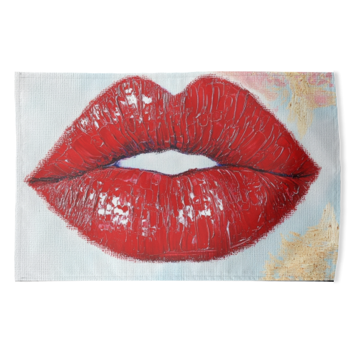Red lips - funny tea towel by DejaReve