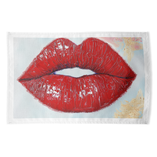 Red lips - funny tea towel by DejaReve