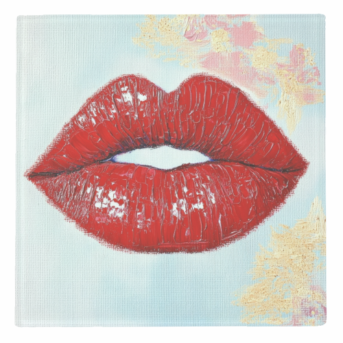 Red lips - personalised beer coaster by DejaReve