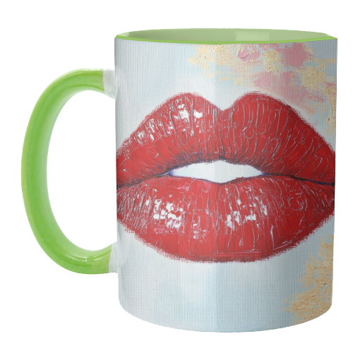 Red lips - unique mug by DejaReve