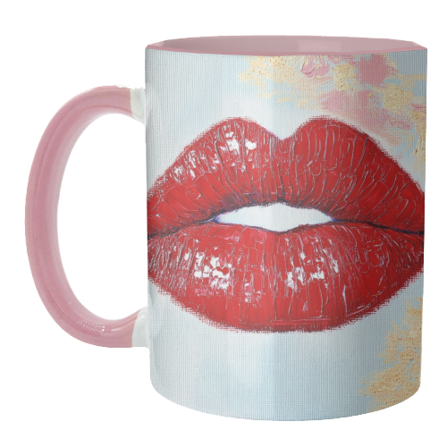 Red lips - unique mug by DejaReve