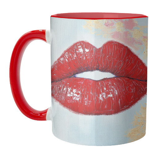 Red lips - unique mug by DejaReve