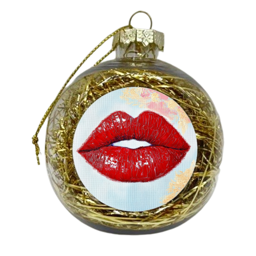 Red lips - xmas bauble by DejaReve