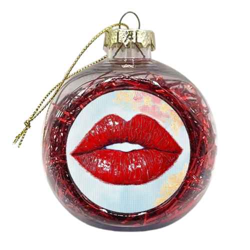 Red lips - xmas bauble by DejaReve