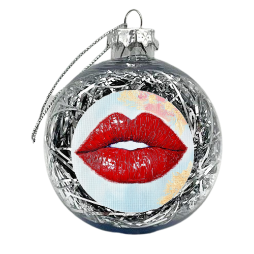 Red lips - xmas bauble by DejaReve