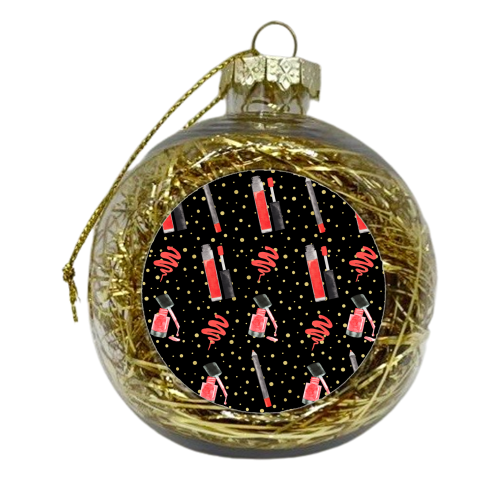red lipsticks pattern - xmas bauble by Anastasios Konstantinidis