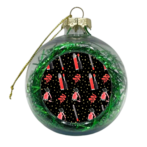 red lipsticks pattern - xmas bauble by Anastasios Konstantinidis