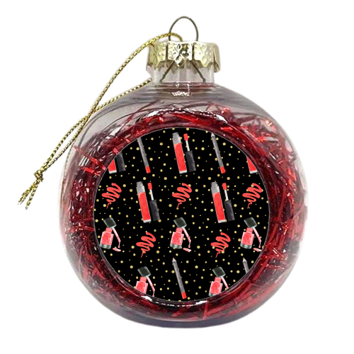red lipsticks pattern - xmas bauble by Anastasios Konstantinidis