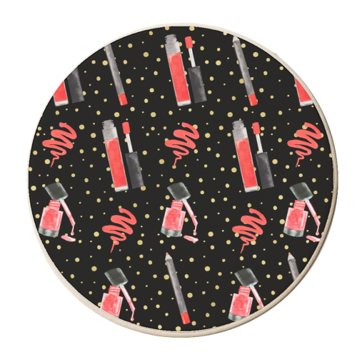 red lipsticks pattern - personalised beer coaster by Anastasios Konstantinidis