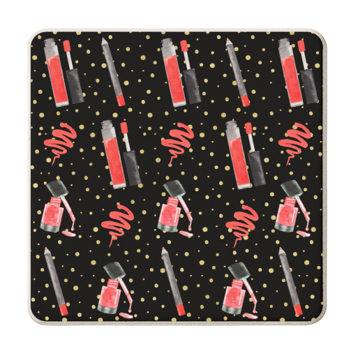 red lipsticks pattern - personalised beer coaster by Anastasios Konstantinidis