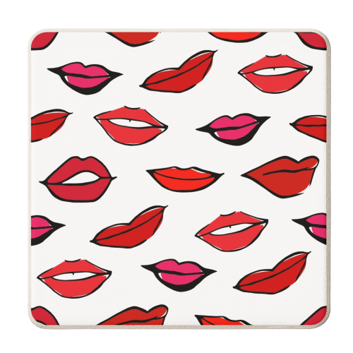 Red & Pink Lippy Pattern - personalised beer coaster by Bec Broomhall