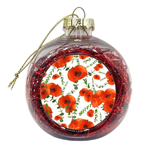 Red Poppies Eucalyptus Dream Pattern #1 #floral #decor #art - xmas bauble by Anita Bella Jantz