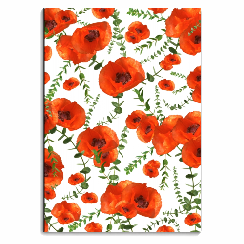 Red Poppies Eucalyptus Dream Pattern #1 #floral #decor #art - personalised A4, A5, A6 notebook by Anita Bella Jantz
