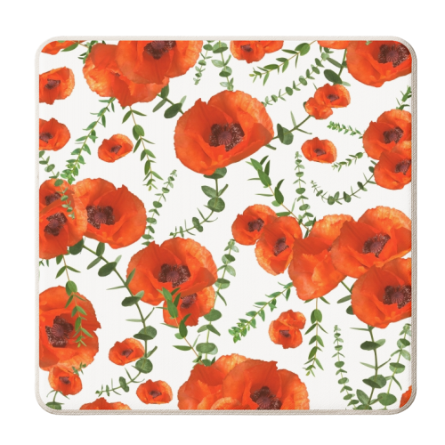 Red Poppies Eucalyptus Dream Pattern #1 #floral #decor #art - personalised beer coaster by Anita Bella Jantz