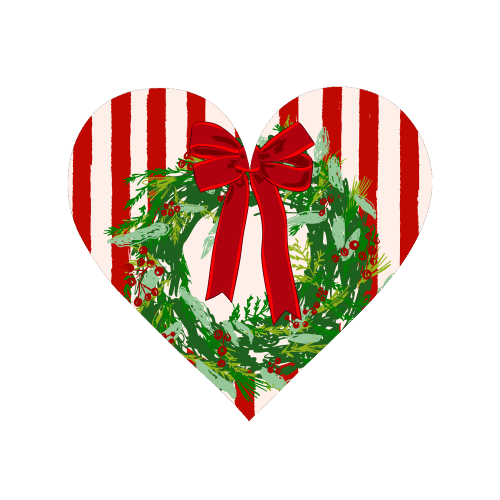 Red Retro Stripes Coquette Christmas Wreath Art - Magnet by EZbie