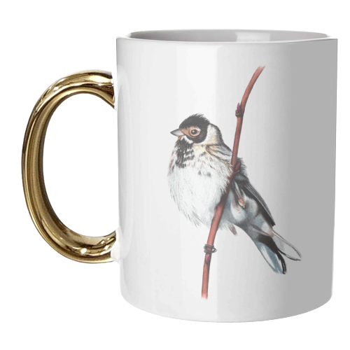 Reed Bunting - unique mug by She Walks She Paints