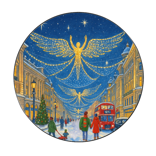 Regent Street Lights - Circle Sticker by Ms Doodle