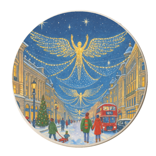 Regent Street Lights - personalised beer coaster by Ms Doodle