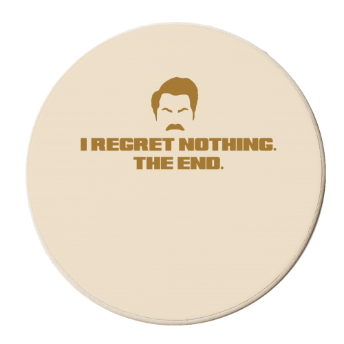 Regret Nothing. The end. - personalised beer coaster by Wallace Elizabeth