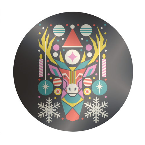 Reindeer Geometric Bold Christmas Graphic Design - Circle Sticker by AbiGoLucky