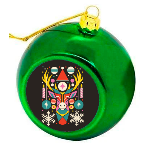 Reindeer Geometric Bold Christmas Graphic Design - colourful christmas bauble by AbiGoLucky