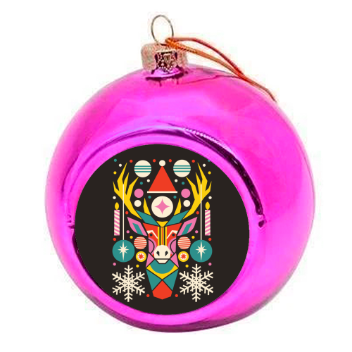 Reindeer Geometric Bold Christmas Graphic Design - colourful christmas bauble by AbiGoLucky