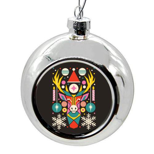 Reindeer Geometric Bold Christmas Graphic Design - colourful christmas bauble by AbiGoLucky