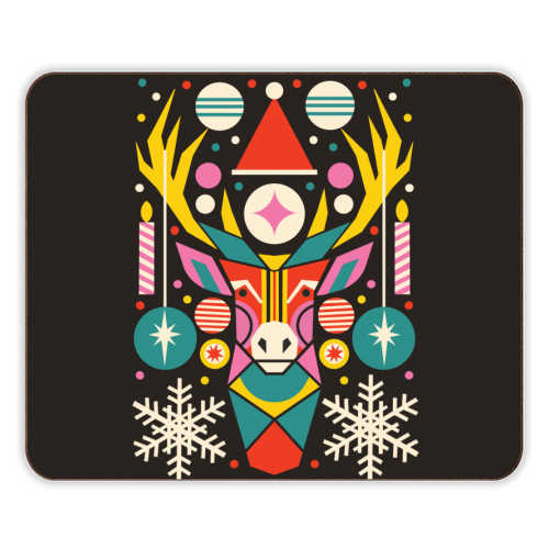 Reindeer Geometric Bold Christmas Graphic Design - designer placemat by AbiGoLucky