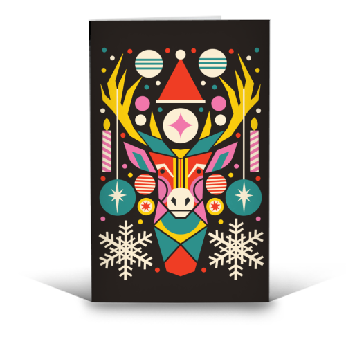 Reindeer Geometric Bold Christmas Graphic Design - funny greeting card by AbiGoLucky