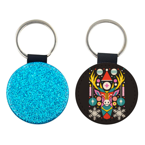 Reindeer Geometric Bold Christmas Graphic Design - keyring by AbiGoLucky