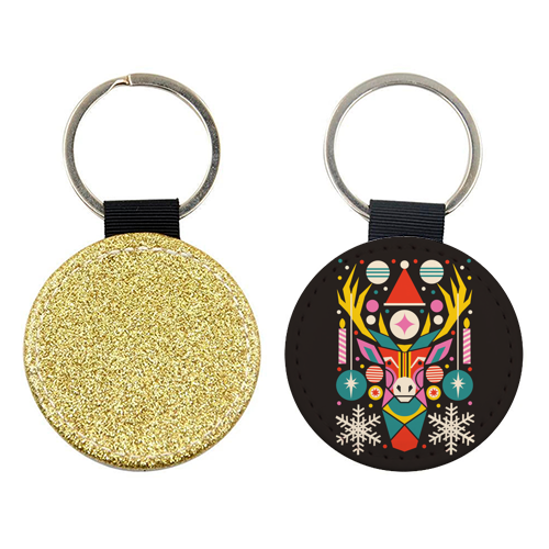 Reindeer Geometric Bold Christmas Graphic Design - keyring by AbiGoLucky