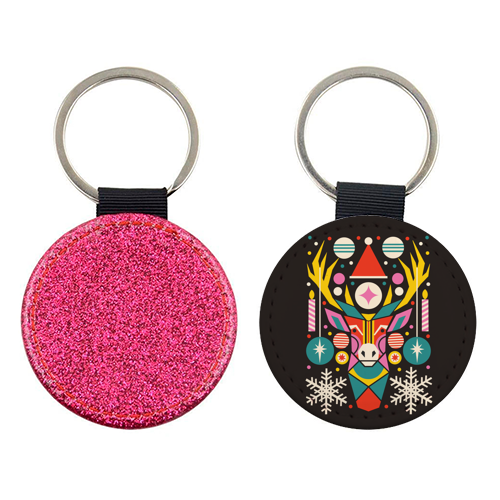 Reindeer Geometric Bold Christmas Graphic Design - keyring by AbiGoLucky