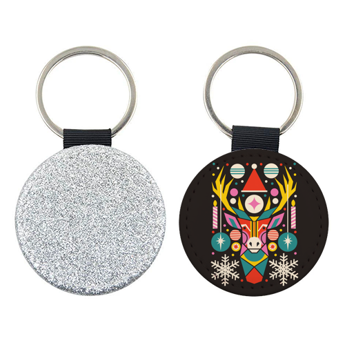 Reindeer Geometric Bold Christmas Graphic Design - keyring by AbiGoLucky