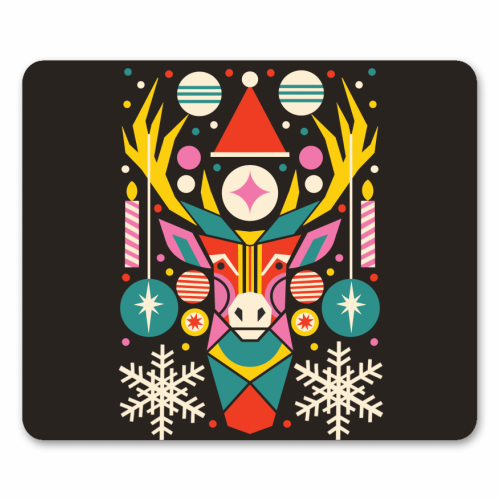 Reindeer Geometric Bold Christmas Graphic Design - mouse mat by AbiGoLucky