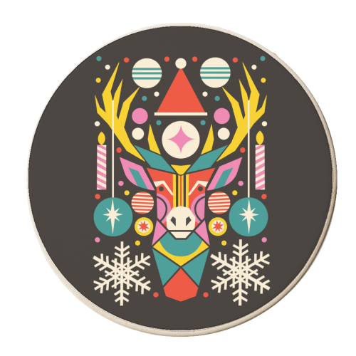Reindeer Geometric Bold Christmas Graphic Design - personalised beer coaster by AbiGoLucky