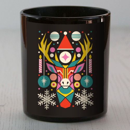 Reindeer Geometric Bold Christmas Graphic Design - scented candle by AbiGoLucky