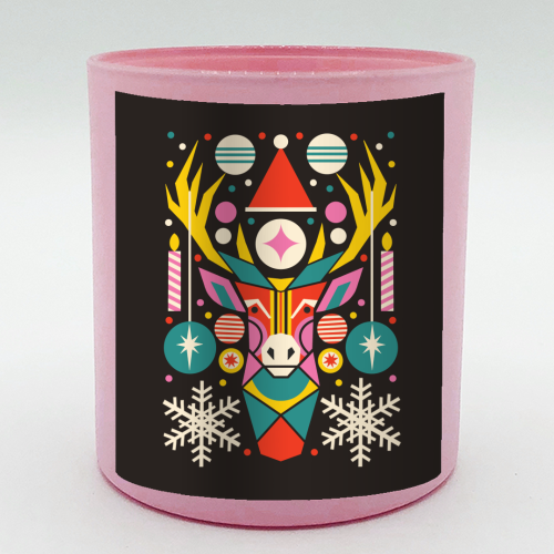 Reindeer Geometric Bold Christmas Graphic Design - scented candle by AbiGoLucky