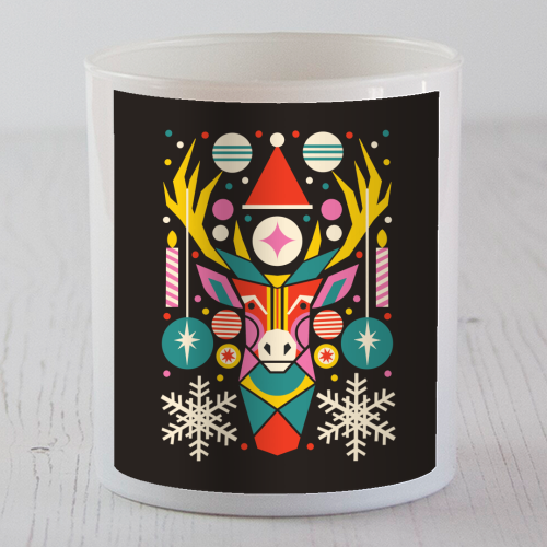 Reindeer Geometric Bold Christmas Graphic Design - scented candle by AbiGoLucky