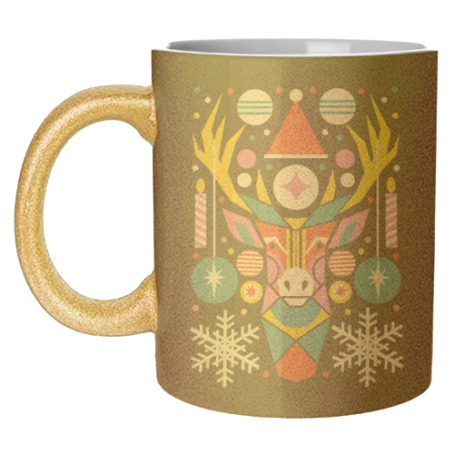 Reindeer Geometric Bold Christmas Graphic Design - unique mug by AbiGoLucky