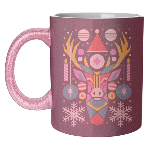 Reindeer Geometric Bold Christmas Graphic Design - unique mug by AbiGoLucky